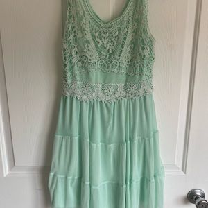 Aqua blue lace sheer dress